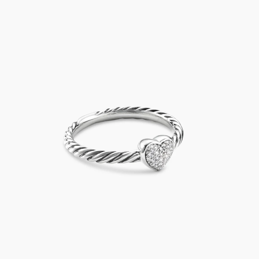 Silver Heart-Shaped Twisted Ring – Adjustable Stackable Ring for Women, Exquisite and Minimalist Promise Gift