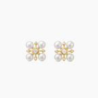 David Yurman Renaissance Collection Gold Stud Earrings — Four-Bead Starburst Design