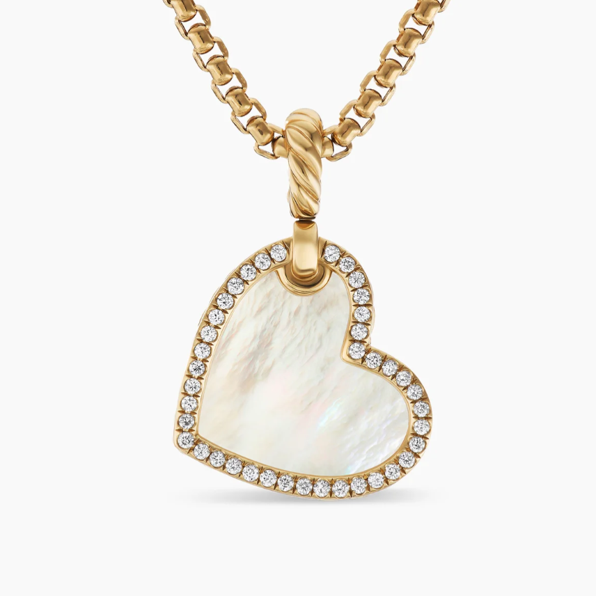 David Yurman Cable Collectibles heart necklace, luxury gold jewelry for women.