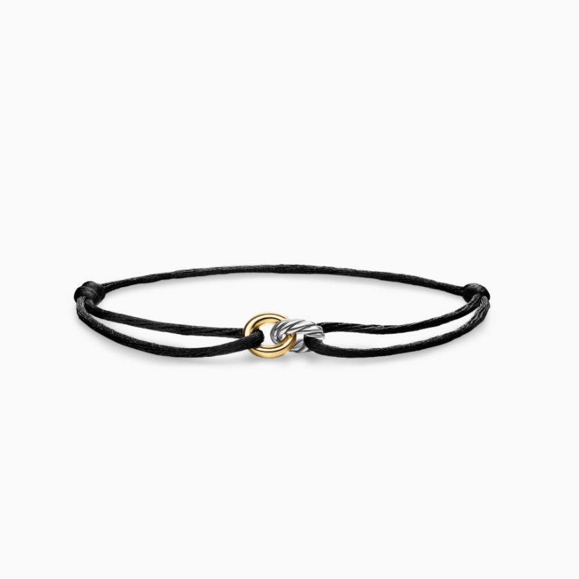 David Yurman Classic Cable Bracelet—gold, with a yellow cord.