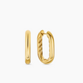 Small Gold Chain-Link Hoop Earrings — DY Madison Collection Sculptural Oval Earrings for Women