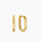 Small Gold Chain-Link Hoop Earrings — DY Madison Collection Sculptural Oval Earrings for Women