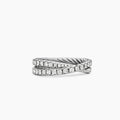 David Yurman Crossover Collection Silver Interwoven Cable Ring—Double-row twisted cable ring; a luxurious choice for wedding bands and anniversary gifts.