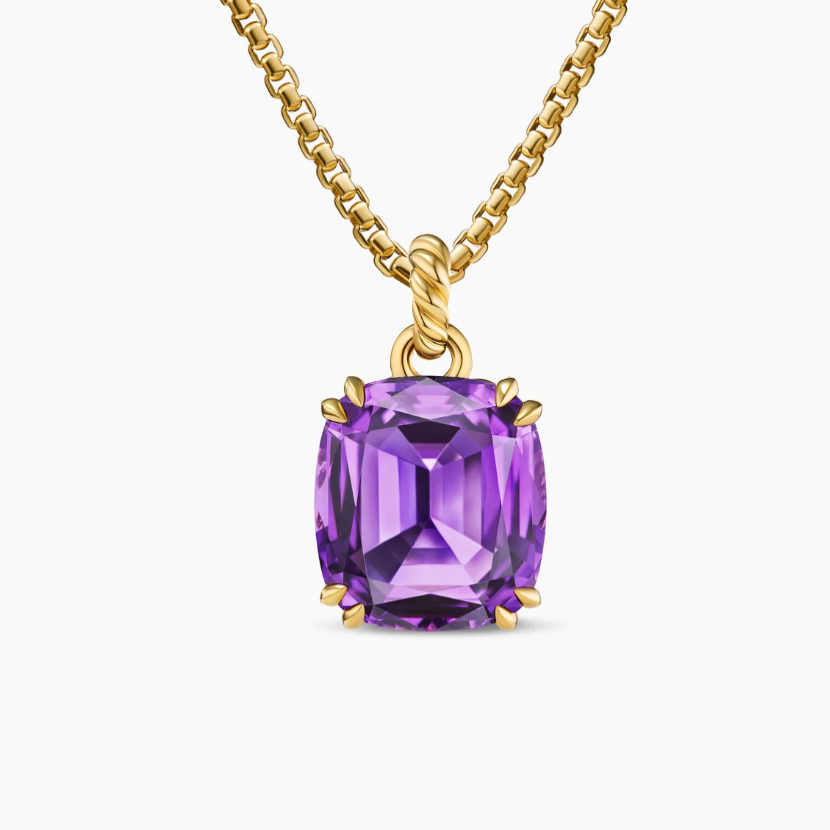 David Yurman Marbella Collection Gold and Amethyst Pendant Necklace