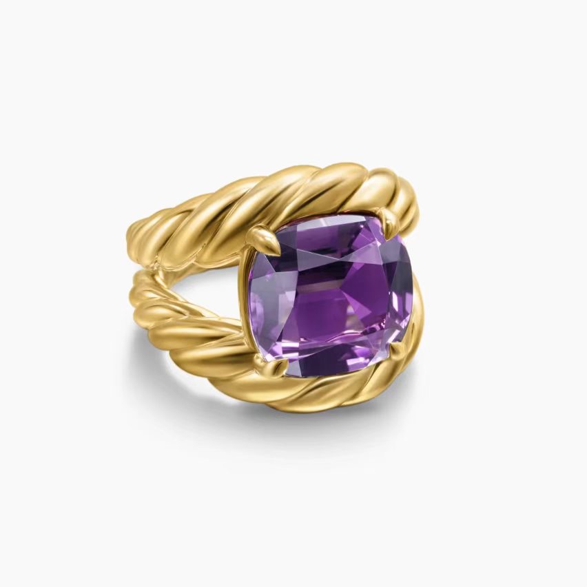 David Yurman Marbella Collection Ring — Bold ring in yellow gold featuring the signature cable motif.