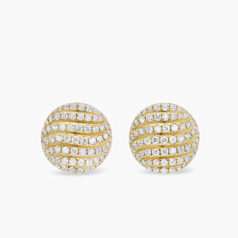 David Yurman Streamline Collection Pavé Hemispherical Stud Earrings — Gold Bead Stud Earrings