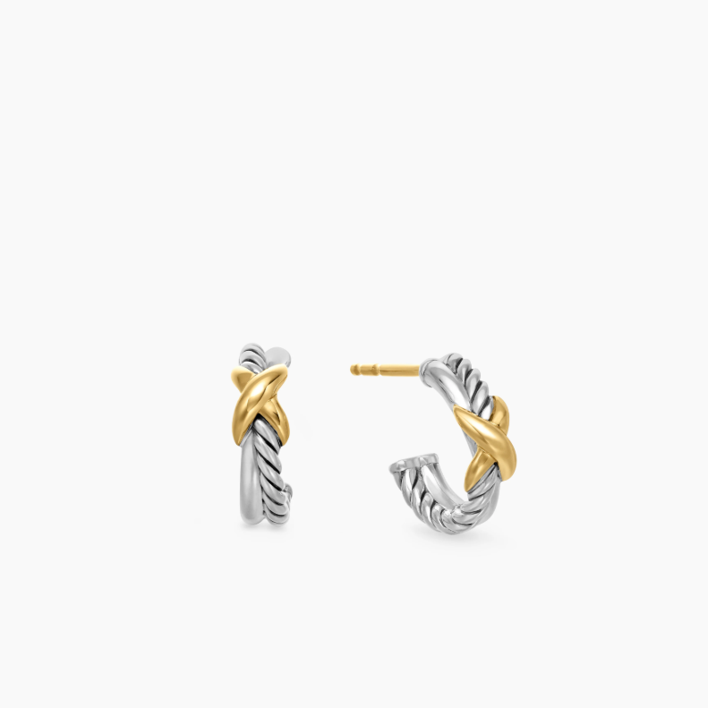 David Yurman Petite X Collection Gold Hoop Earrings