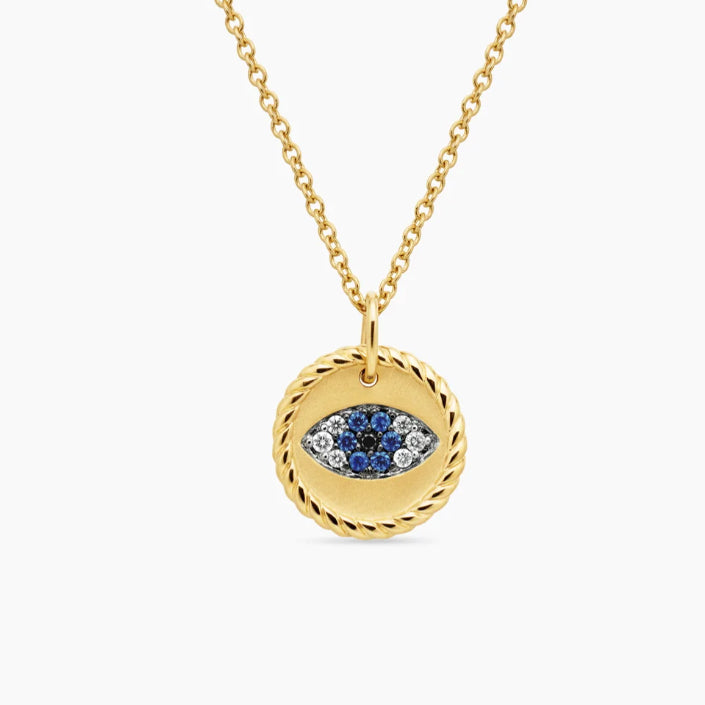 David Yurman Cable Collectibles "Evil Eye" Round Pendant Necklace – Luxury Gold Jewelry for Women
