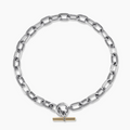 David Yurman Sculpted Cable T-Clasp Link Necklace – Two-Tone Silver Design, Luxury Jewelry