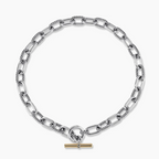 David Yurman Sculpted Cable T-Clasp Link Necklace – Two-Tone Silver Design, Luxury Jewelry