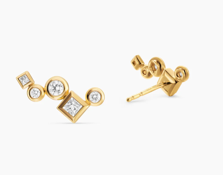 David Yurman Confetti Collection Climber Earrings — Gold Curved Studs