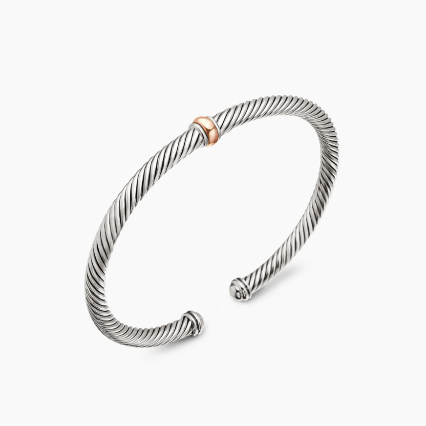 David Yurman Classic Cable Station Collection Rose Gold Bracelet
