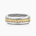David Yurman Cable Collection Inset Ring — Unisex Silver Twisted Cable Wedding Band