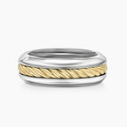 David Yurman Cable Collection Inset Ring — Unisex Silver Twisted Cable Wedding Band