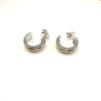 David Yurman Cable Loop Collection Gold Earrings — Iconic Cable-style hoop earrings | Two-tone luxury designer jewelry