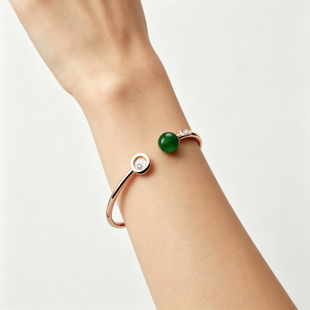 Chopard Happy Diamonds Planet Bracelet – Rose Gold, Green Agate, and Diamonds