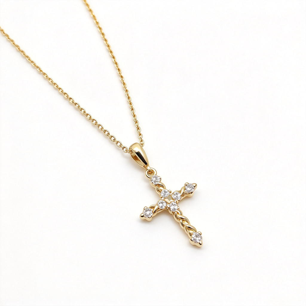 David Yurman Cable Cross Gold Pendant Necklace