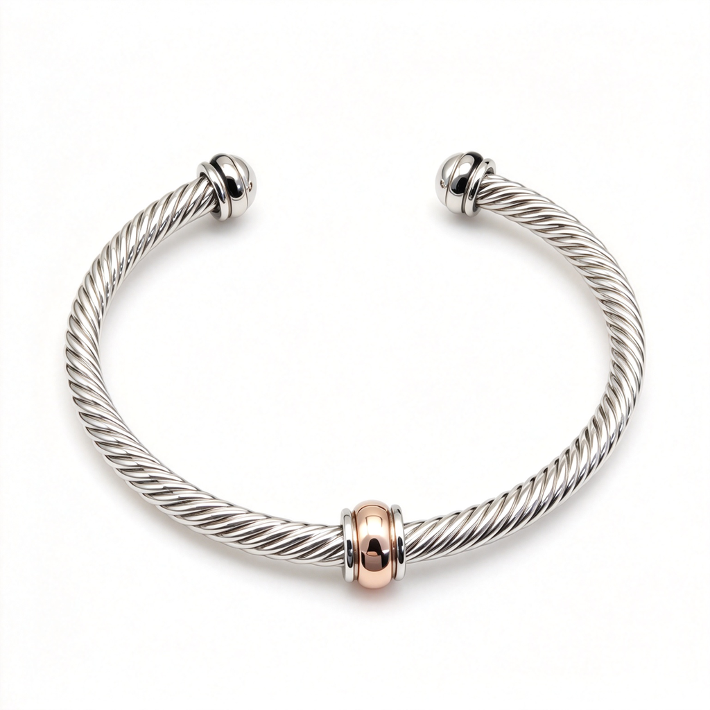 David Yurman Classic Cable Station Collection Rose Gold Bracelet