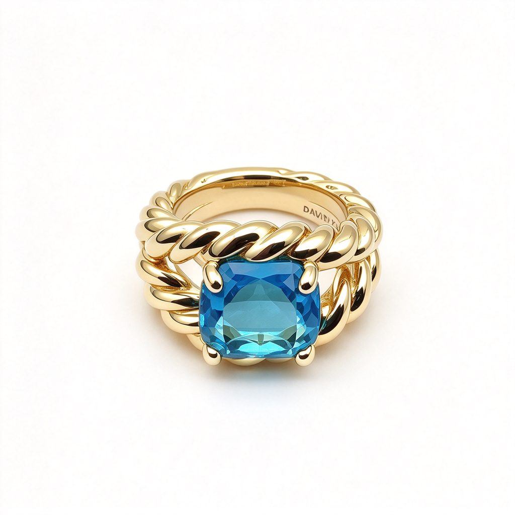 David Yurman Marbella Collection Ring — Gold Statement Ring with Twisted Cable Motif