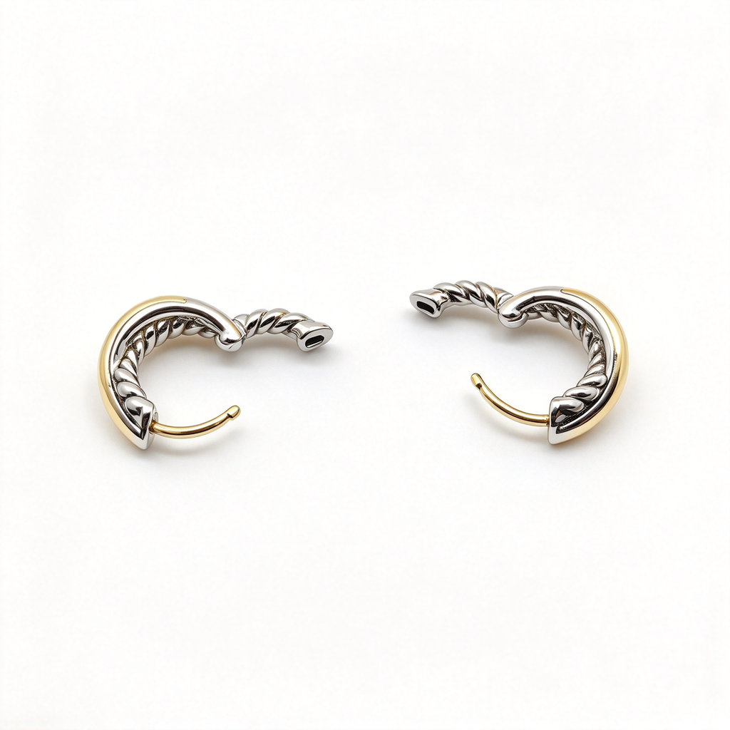 David Yurman Crossover Collection Three-Row Huggie Hoop Earrings in Yellow Gold