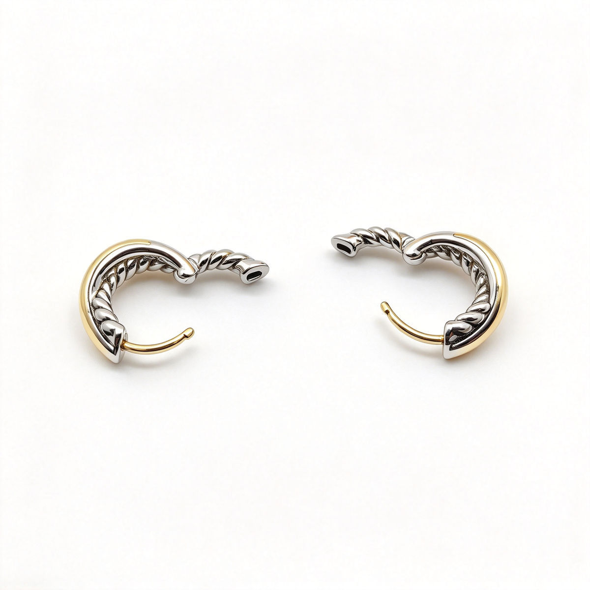 David Yurman Crossover Collection Three-Row Huggie Hoop Earrings in Yellow Gold