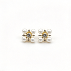 David Yurman Renaissance Collection Gold Stud Earrings — Four-Bead Starburst Design