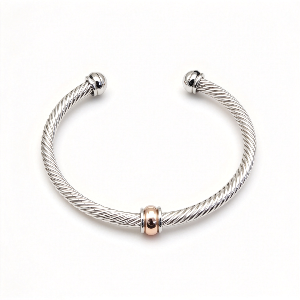 David Yurman Classic Cable Station Collection Rose Gold Bracelet