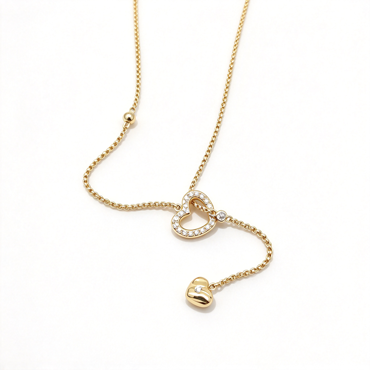 David Yurman DY Elements Collection Heart Amulet Pendant Necklace — Luxury Women's Jewelry in Gold with Double Hearts