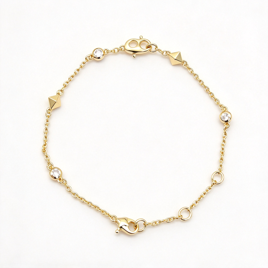 David Yurman Petite Modern Renaissance Collection – Gold Bracelet with Pyramid Accents
