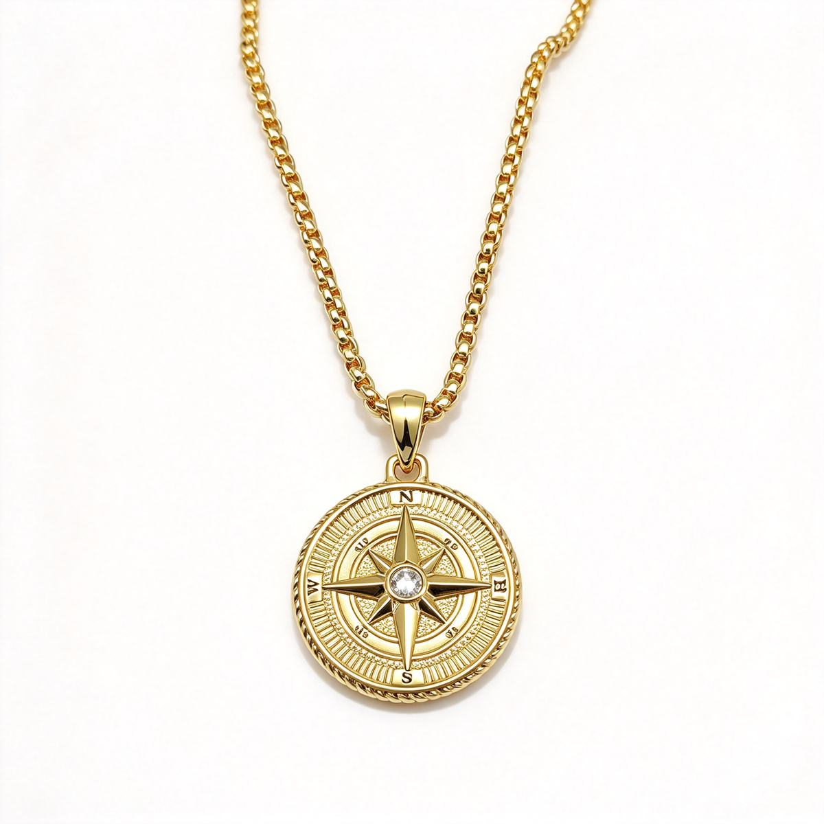 David Yurman Maritime Compass Collection Round Pendant Necklace – Gold, Unisex Luxury Jewelry