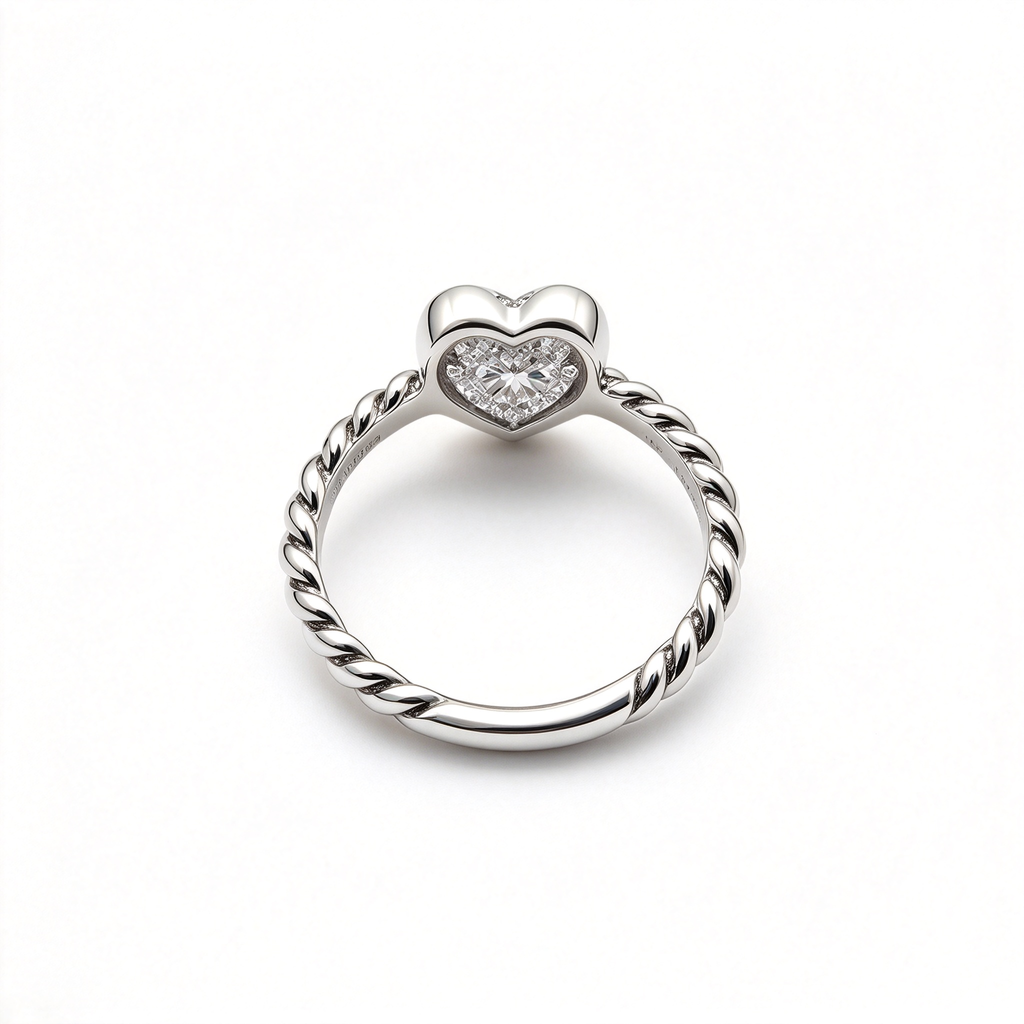 Silver Heart-Shaped Twisted Ring – Adjustable Stackable Ring for Women, Exquisite and Minimalist Promise Gift
