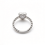 Silver Heart-Shaped Twisted Ring – Adjustable Stackable Ring for Women, Exquisite and Minimalist Promise Gift