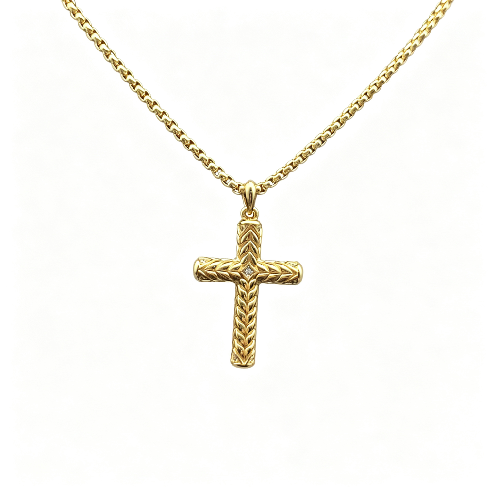 David Yurman Cable Collectibles Cross Pendant Necklace – Luxury Gold Jewelry for Women