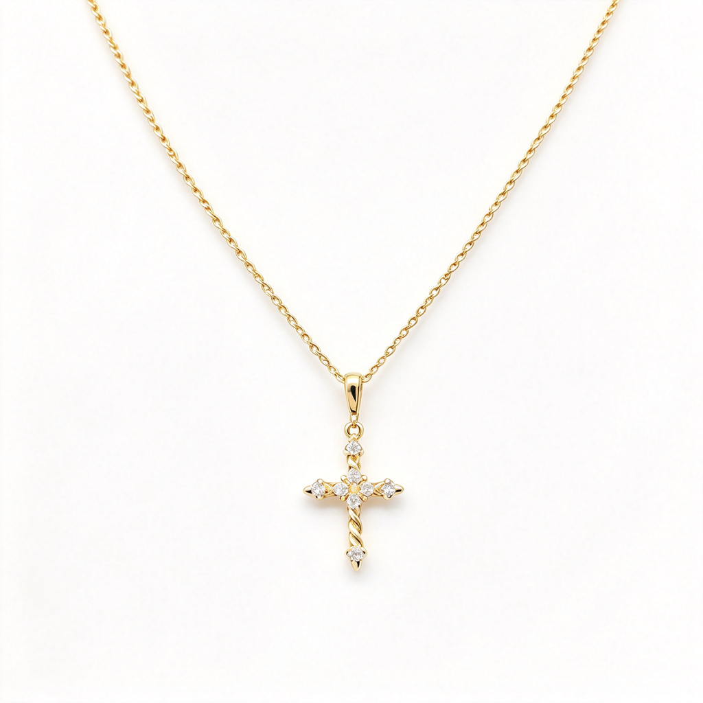 David Yurman Cable Cross Gold Pendant Necklace