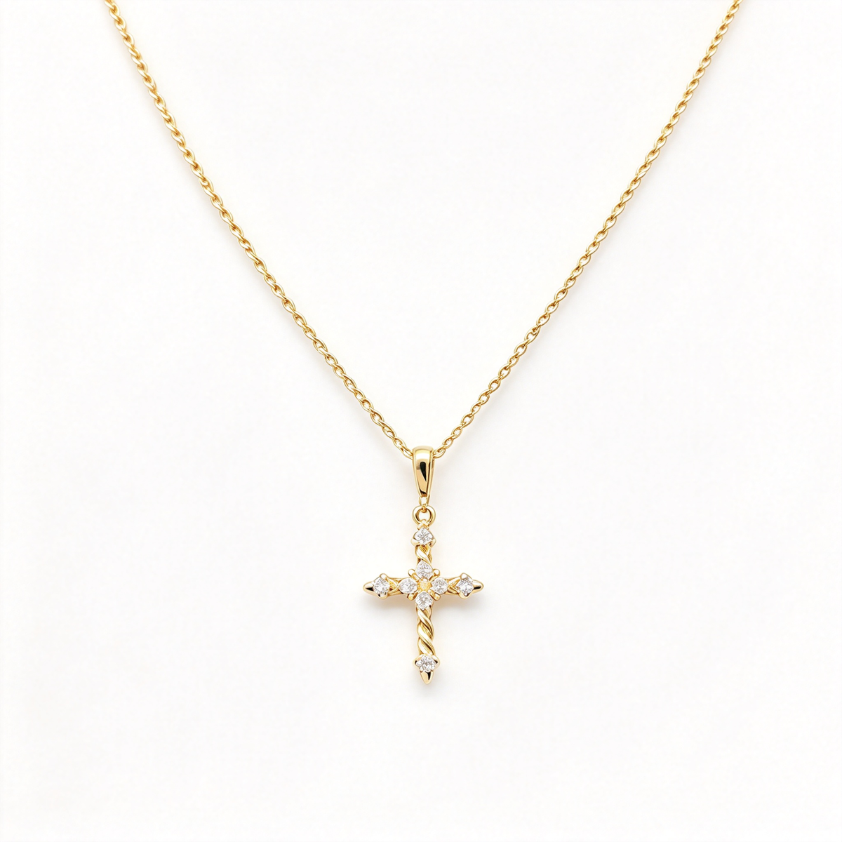 David Yurman Cable Cross Gold Pendant Necklace