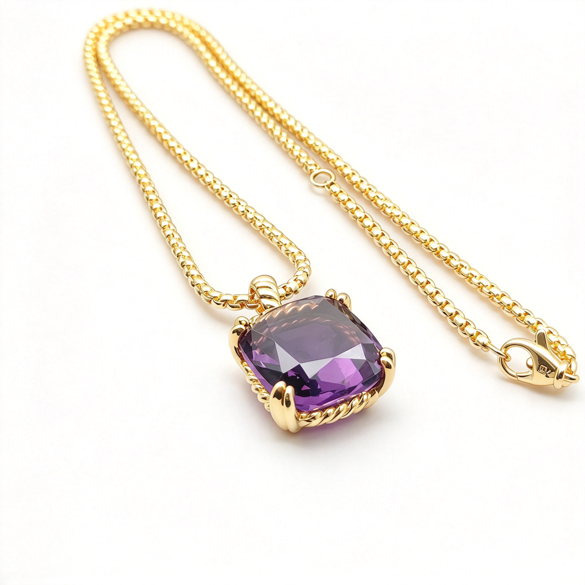 David Yurman Marbella Collection Gold and Amethyst Pendant Necklace