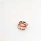 Rose Gold Sculpted Cable Huggie Hoop Earrings - Twisted Rope Circle Earrings with Hinge Clicker Closure