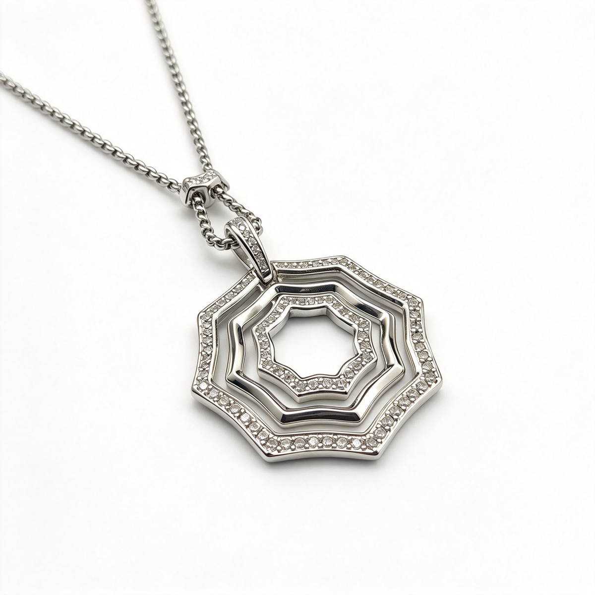 David Yurman Zig Zag Stax Platinum Pendant Necklace