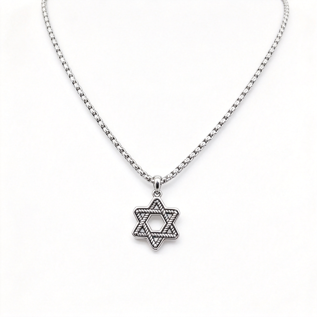 David Yurman Men's Silver Cable Collection Star of David Pendant Necklace