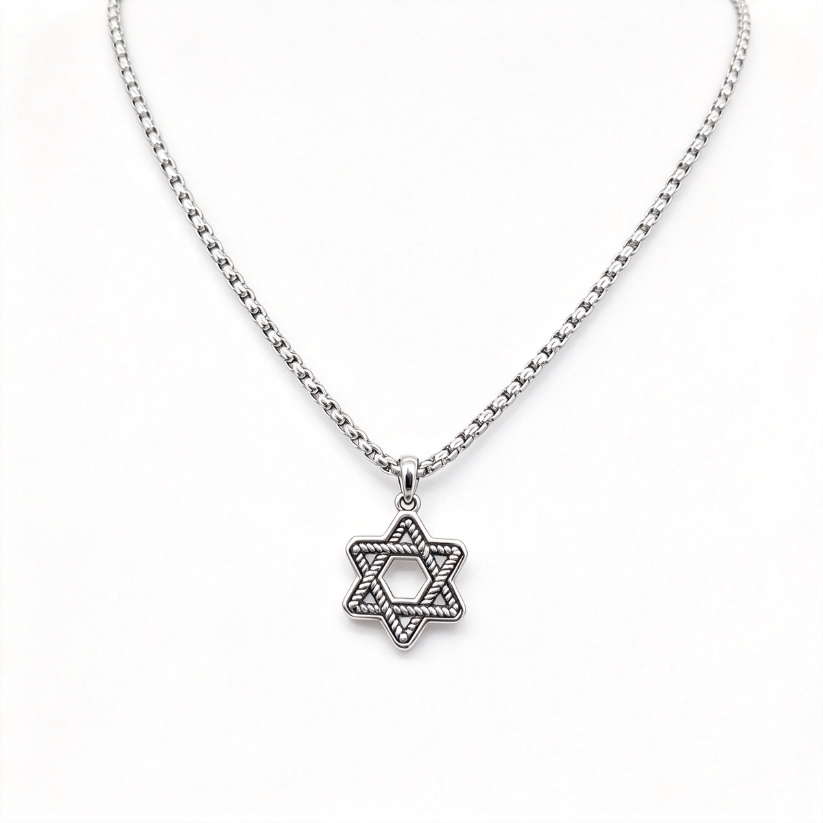 David Yurman Men's Silver Cable Collection Star of David Pendant Necklace