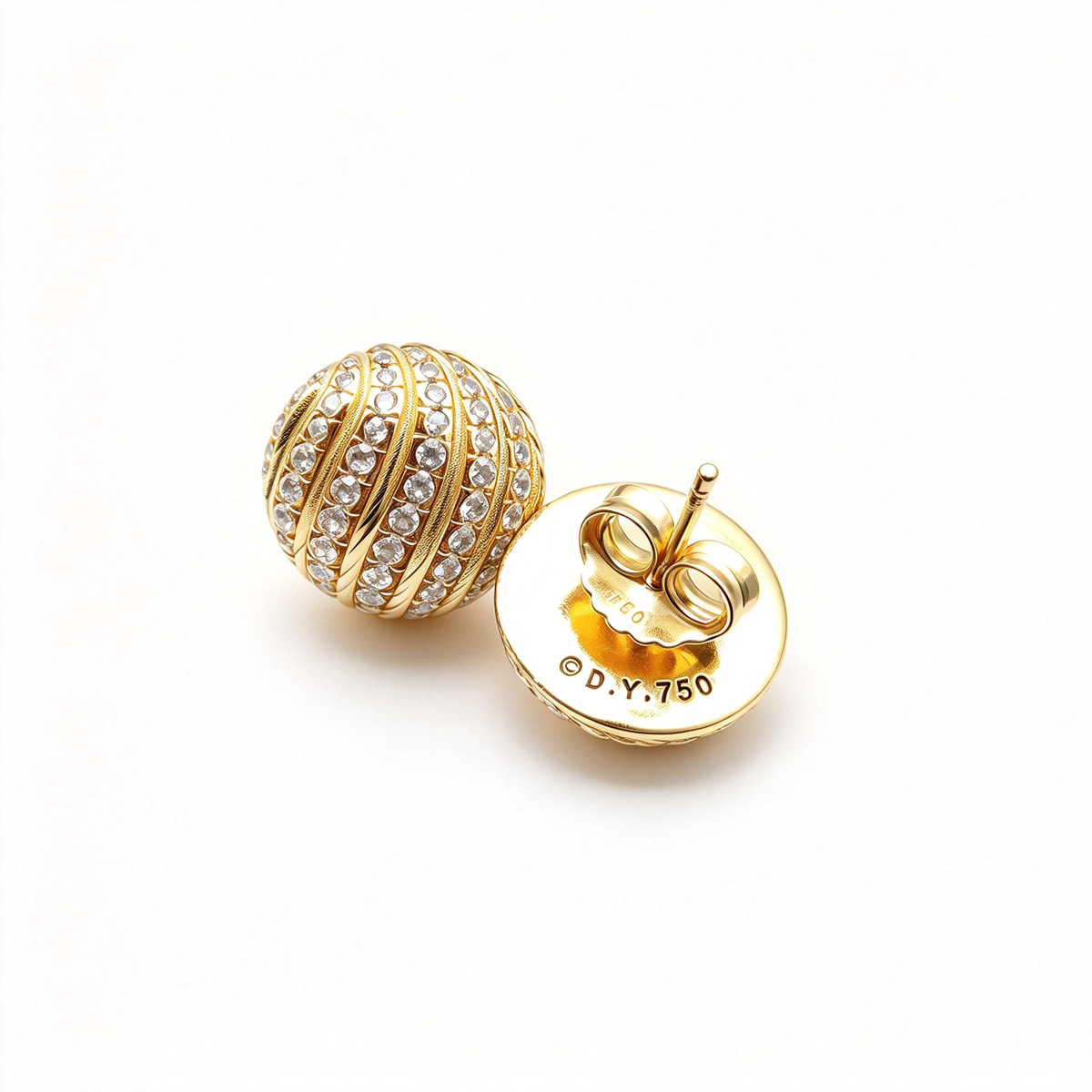 David Yurman Streamline Collection Pavé Hemispherical Stud Earrings — Gold Bead Stud Earrings