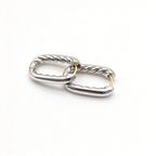 DY Mercer Collection Silver Mini Hoop Earrings — Signature cable motif with gold posts