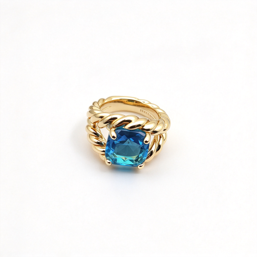 David Yurman Marbella Collection Ring — Gold Statement Ring with Twisted Cable Motif