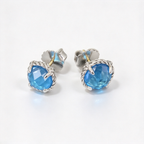 David Yurman Cable Classics Blue Topaz Stud Earrings — Faceted Gemstone Earrings with Silver Posts