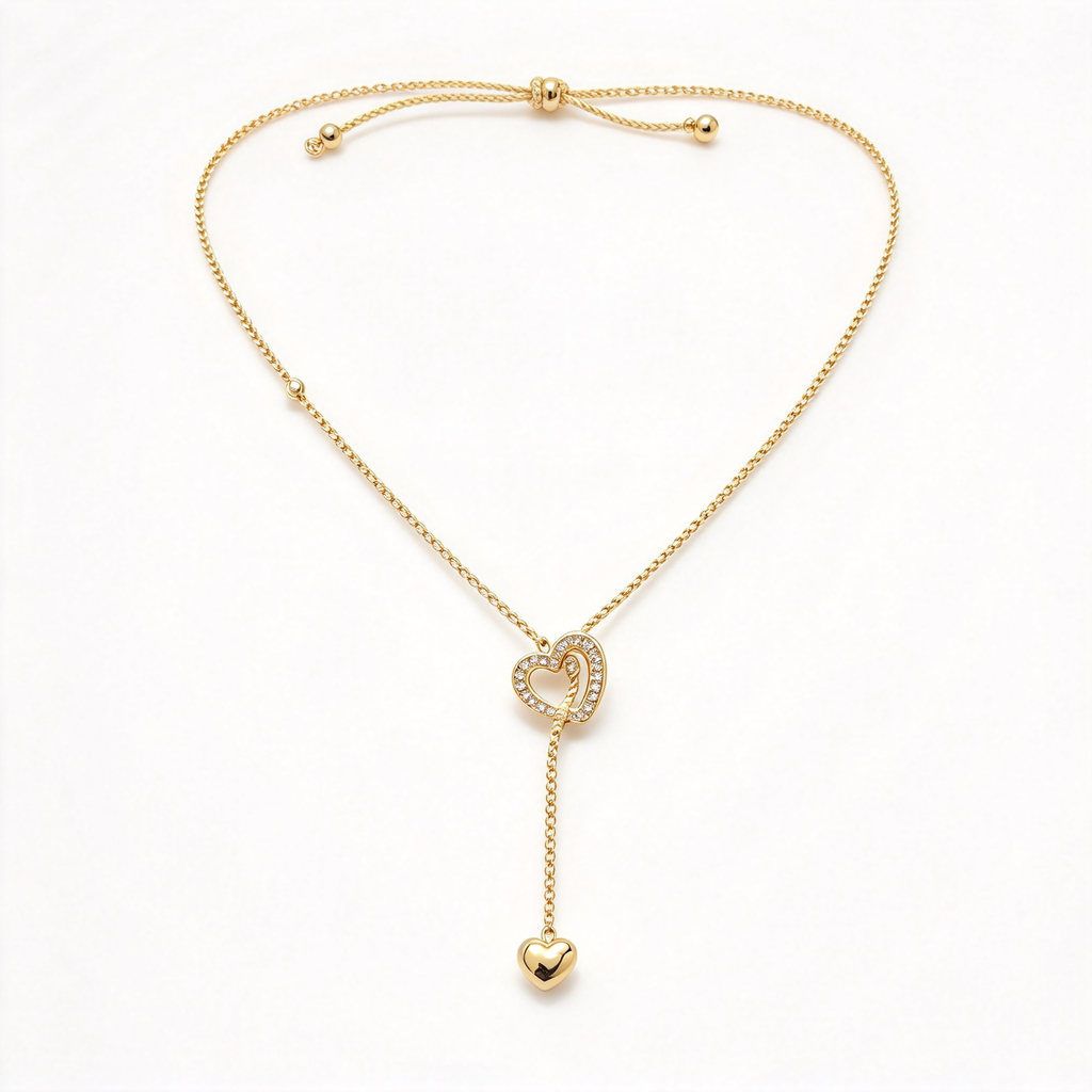 David Yurman DY Elements Collection Heart Amulet Pendant Necklace — Luxury Women's Jewelry in Gold with Double Hearts