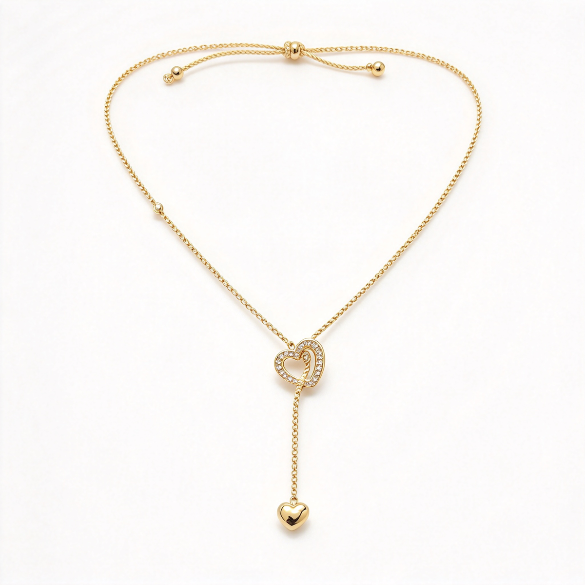 David Yurman DY Elements Collection Heart Amulet Pendant Necklace — Luxury Women's Jewelry in Gold with Double Hearts