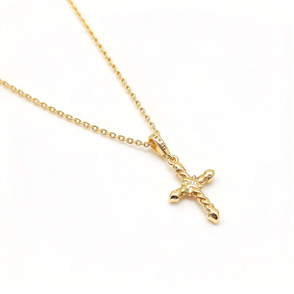 David Yurman Cable Cross Gold Pendant Necklace