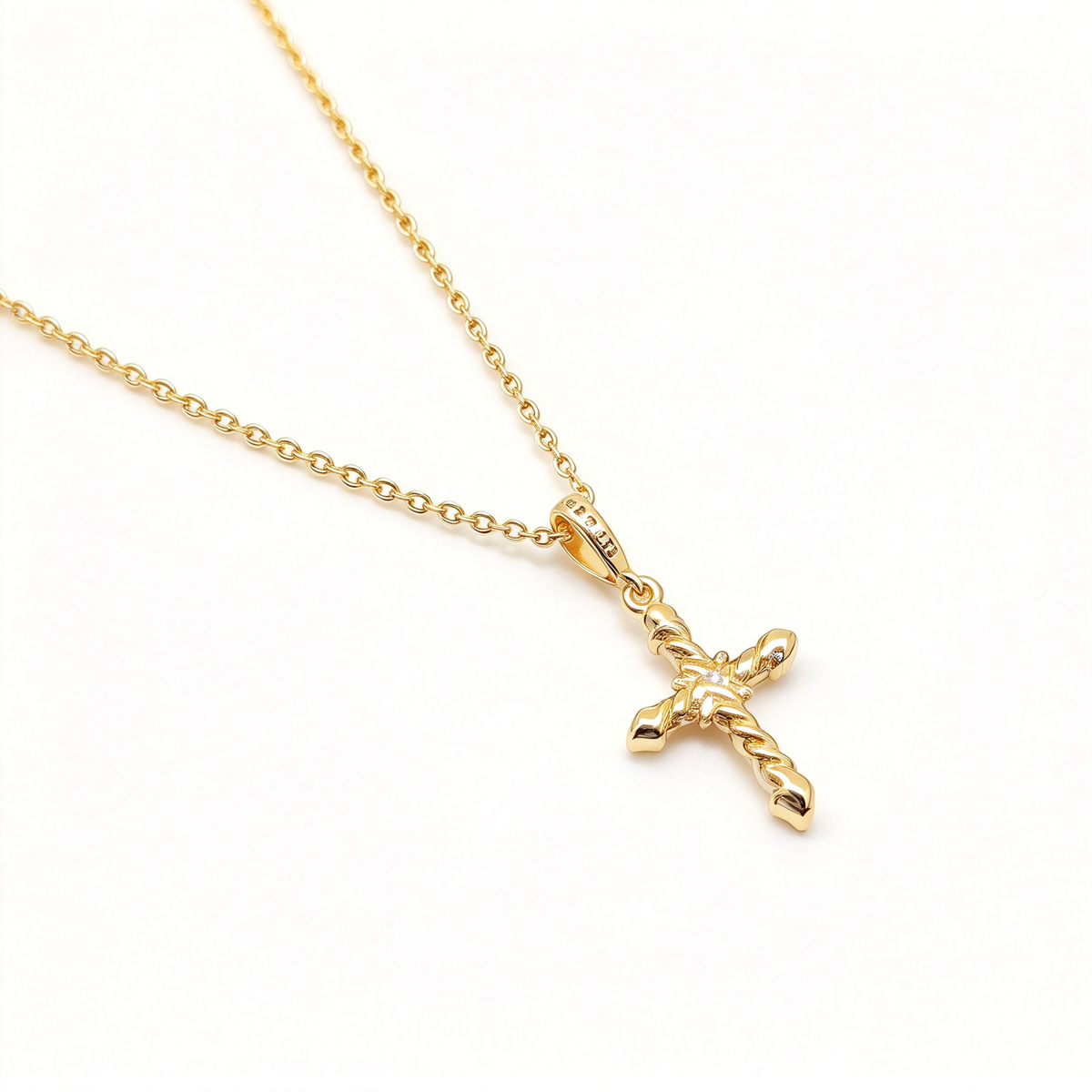 David Yurman Cable Cross Gold Pendant Necklace