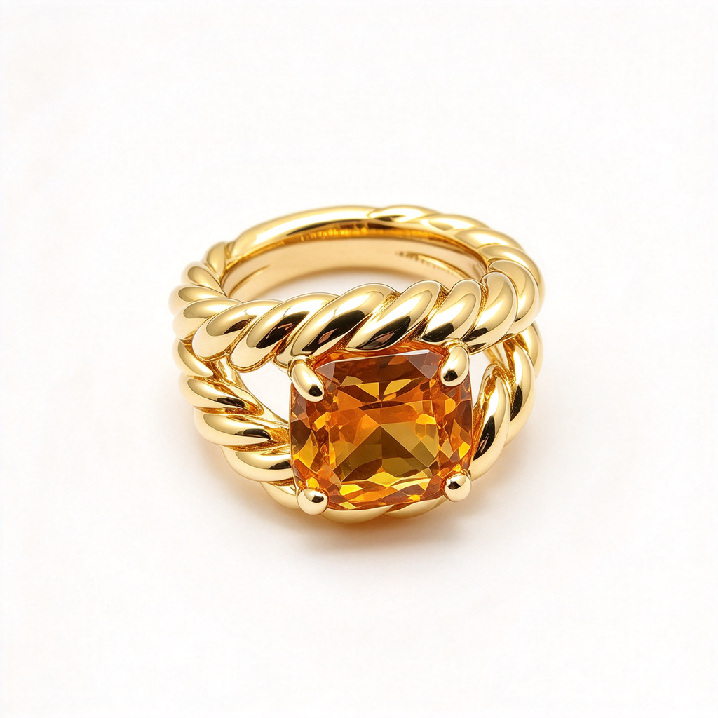 David Yurman Marbella Collection Ring — A distinctive ring in yellow gold featuring a twisted cable design.