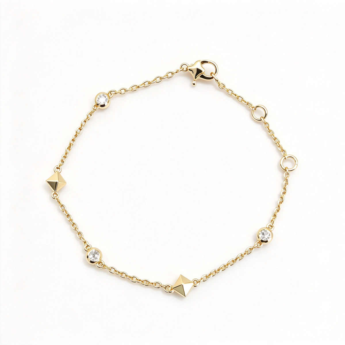 David Yurman Petite Modern Renaissance Collection – Gold Bracelet with Pyramid Accents